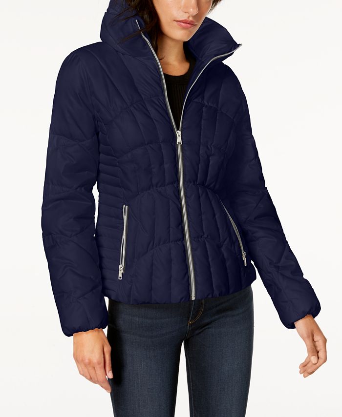 GUESS Stand-Collar Puffer Coat - Macy's
