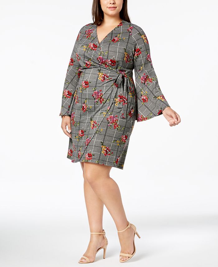 NY Collection Plus Size Bell-Sleeve Wrap Dress & Reviews - Dresses ...