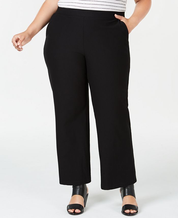 Eileen Fisher Plus Size Washable Crepe Straight-Leg Pants - Macy's