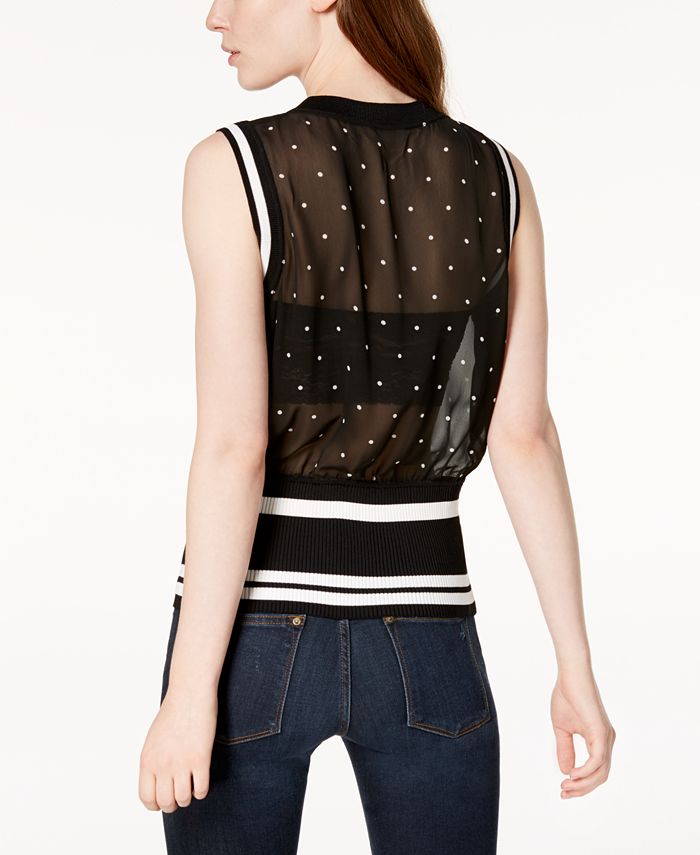 Bar III Mesh RibbedTrim Top, Created for Macy's Macy's