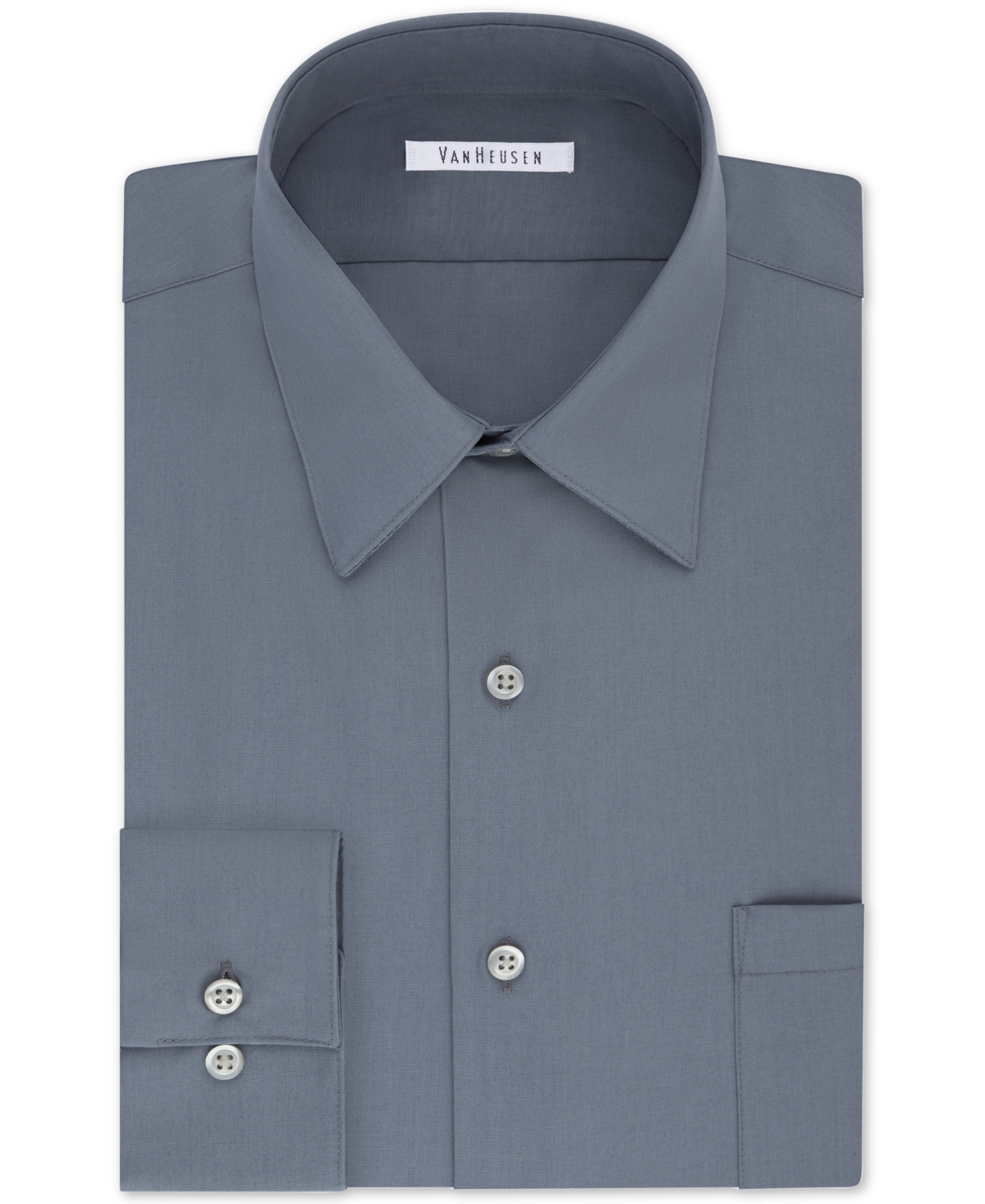 Men's Big & Tall Classic/Regular Fit Wrinkle Free Poplin Solid Dress Shirt - Grey
