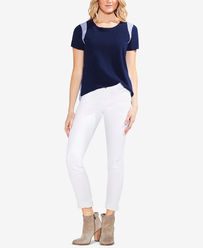 Vince Camuto Striped Inset Top - Macy's