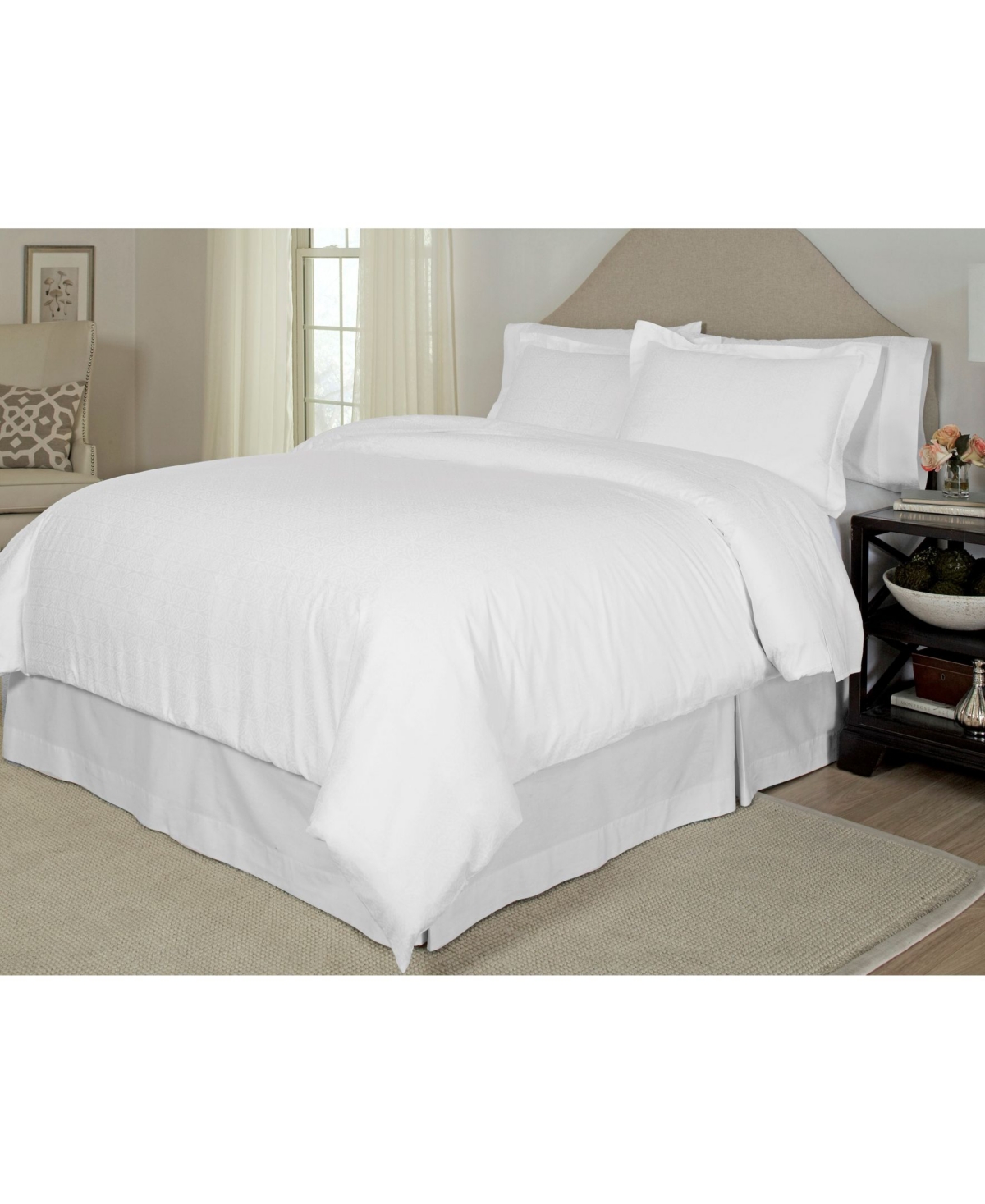 Pointehaven Printed 300 Thread Count Cotton Sateen Duvet Cover Set, King/california King In White