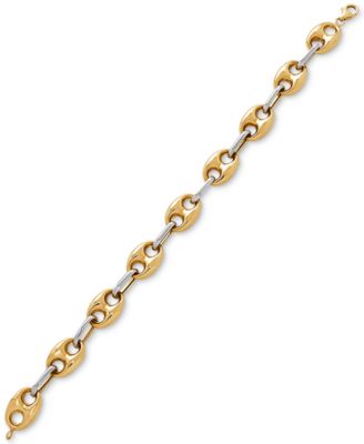 Italian Gold - Two-Tone Mariner Link Chain Bracelet in 14k Gold & White Gold