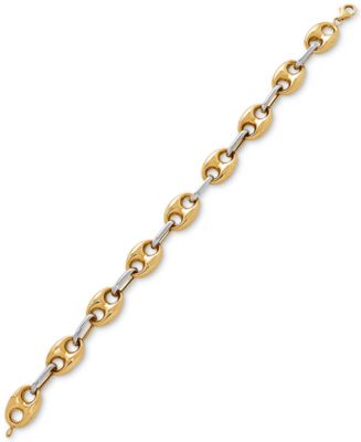 Italian Gold Two-Tone Mariner Link Chain Bracelet in 14k Gold & White ...