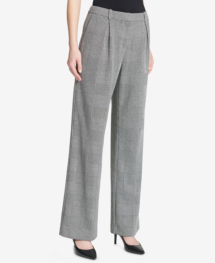 Calvin Klein Pleated Wide-Leg Trousers - Macy's