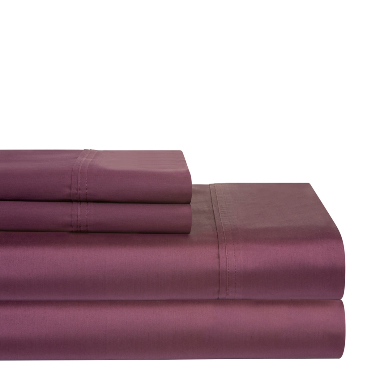 Pointehaven Solid 400 Thread Count Cotton Sateen 3-pc. Sheet Sets, Twin Xl In Plum