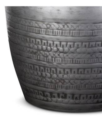 Johnsen 15" Wide Tribal Pattern Metal Accent Table in Antique Silver Iron, Assembled