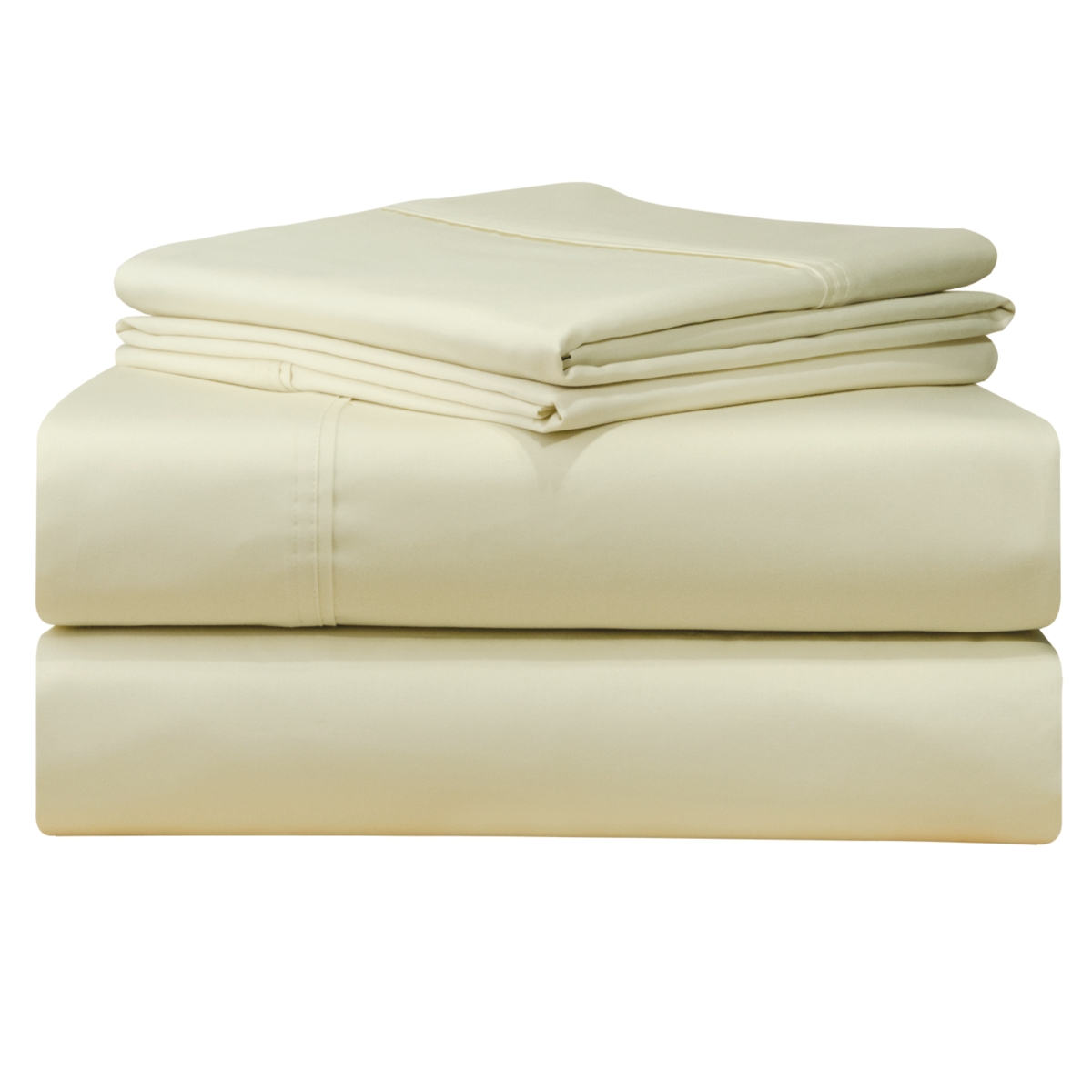 Pointehaven Solid Extra Deep 500 Thread Count Sateen Pillowcase Pair, Standard In Ivory