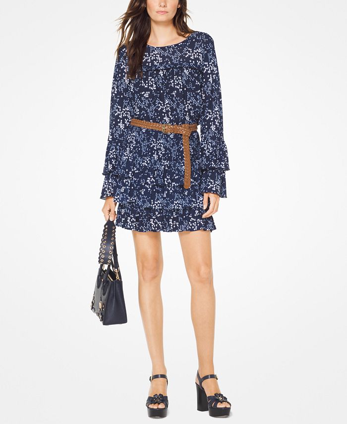 Michael Kors Women's Tiered Sleeve Cold Shoulder Top Blue Size X-Large