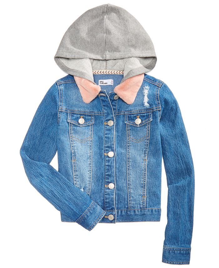 Girls hooded denim jacket clearance