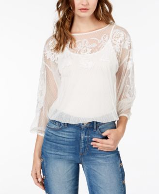 GUESS - Luna Embroidered Mesh Top
