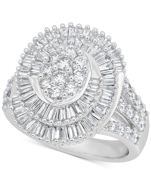 Macy S Diamond Swirl Cluster Statement Ring 2 Ct T W In 14k White Gold Reviews Rings Jewelry Watches Macy S