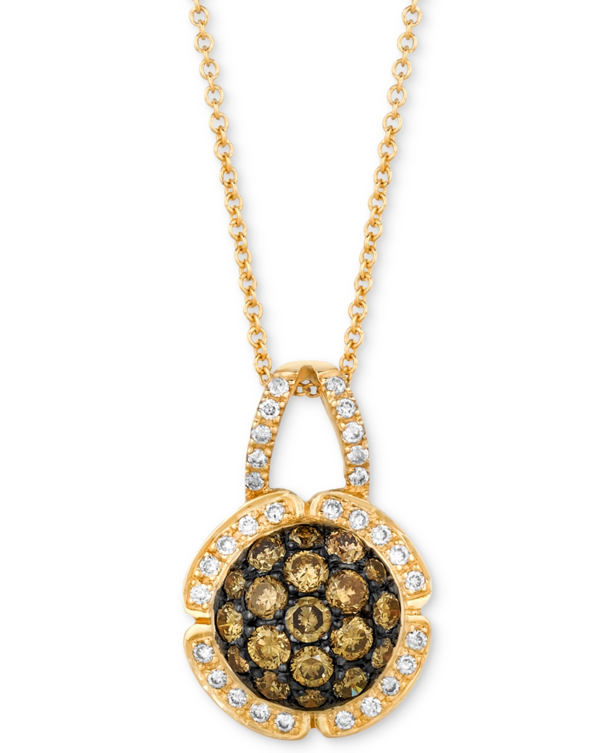 Le Vian Chocolatier Diamond Cluster 18" Pendant Necklace (7/8 Ct. T.w.) In 14k Gold