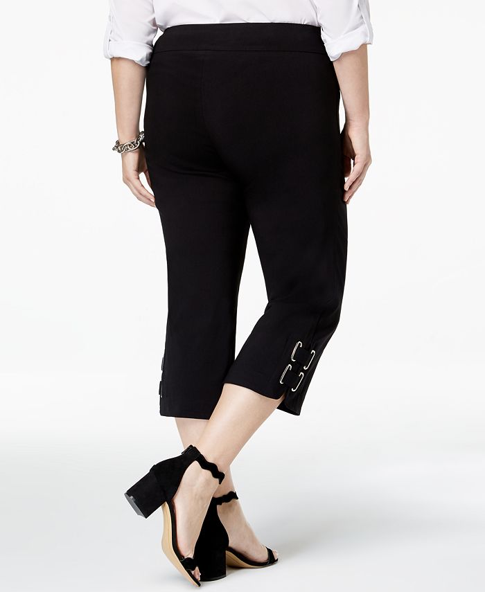 JM Collection Plus Size Buckle-Hem Capri Pants, Created for Macy's - Macy's