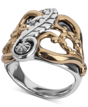 image of American West Two-Tone Fancy Openwork Ring in Sterling Silver & Brass