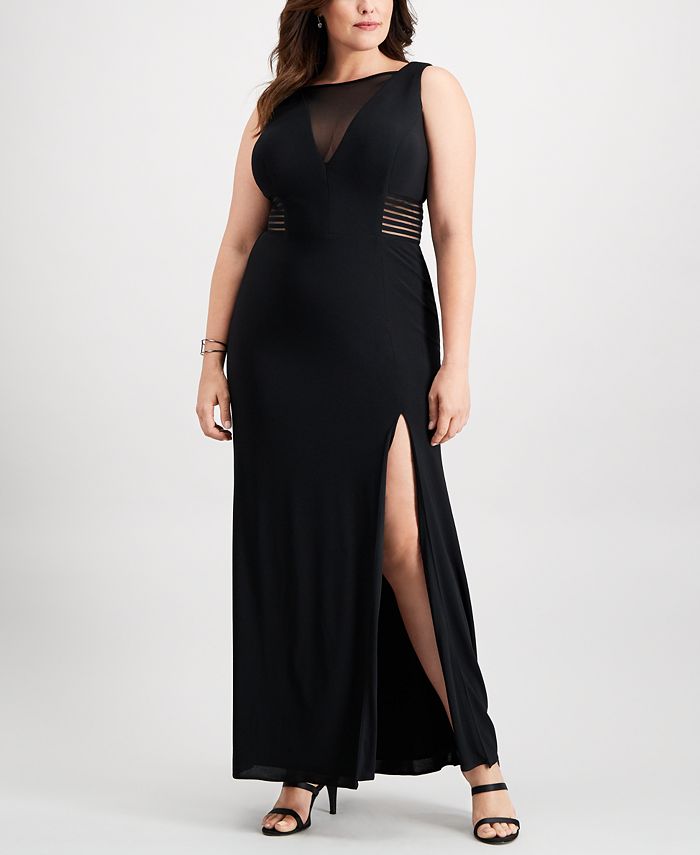 Betsy & Adam Plus Size Illusion Slit Gown & Reviews - Dresses - Women ...