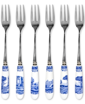 Spode Blue Italian Pastry Forks, Set of 6
