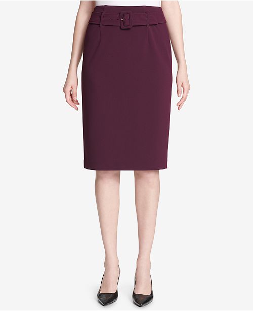 Calvin Klein Belted HighWaist Pencil Skirt, Regular & Petite Wear to Work Petites Macy's