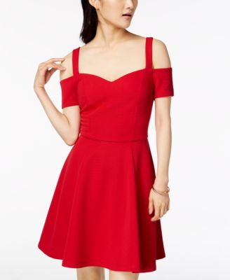 Emerald Sundae - Juniors' Cold-Shoulder Fit & Flare Dress