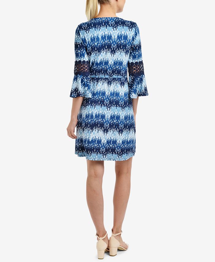 NY Collection Printed CrochetSleeve Wrap Dress Macy's