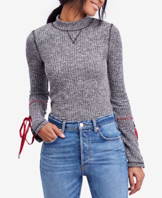 Free People - Lace-Up-Sleeve Sweater
