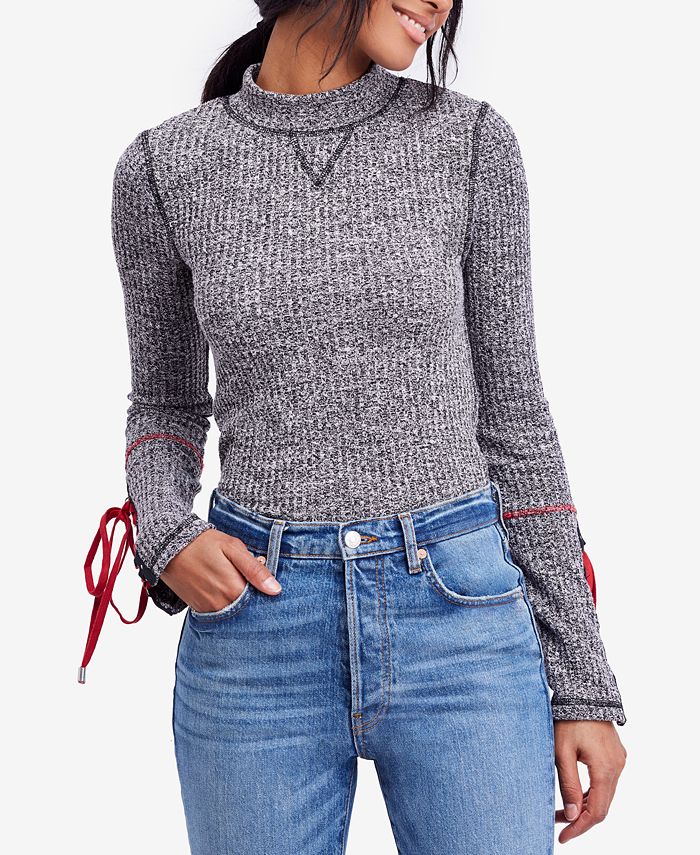 Free people lace sales up sweater