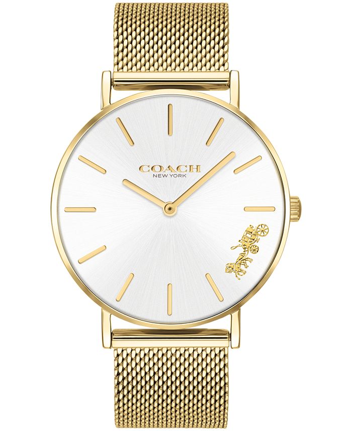COACH - Women's Perry Gold-Tone Stainless Steel Mesh Bracelet Watch 36mm