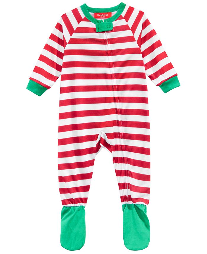 Family Pajamas Matching Infant Holiday Stripe Footed Pajamas, Created ...