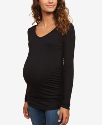 Motherhood Maternity - Long Sleeve Side-Ruched Maternity T-Shirt