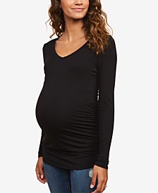 Long Sleeve Side-Ruched Maternity T-Shirt 