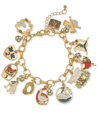 Charter Club - Gold-Tone Crystal, Stone & Epoxy Twelve Days of Christmas Charm Bracelet