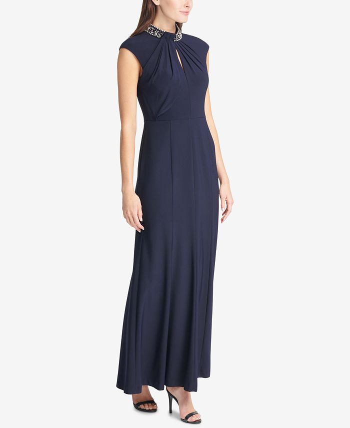 Vince Camuto Embellished Mock-Neck Gown - Macy's