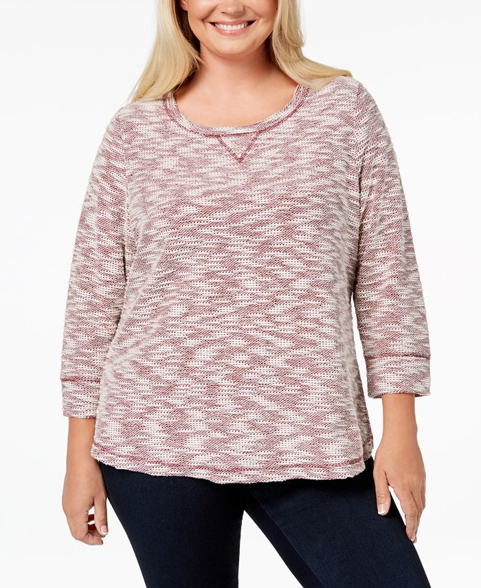 Karen Scott Plus Size Textured Sweatshirt Top, Created for Macy's - Macy's