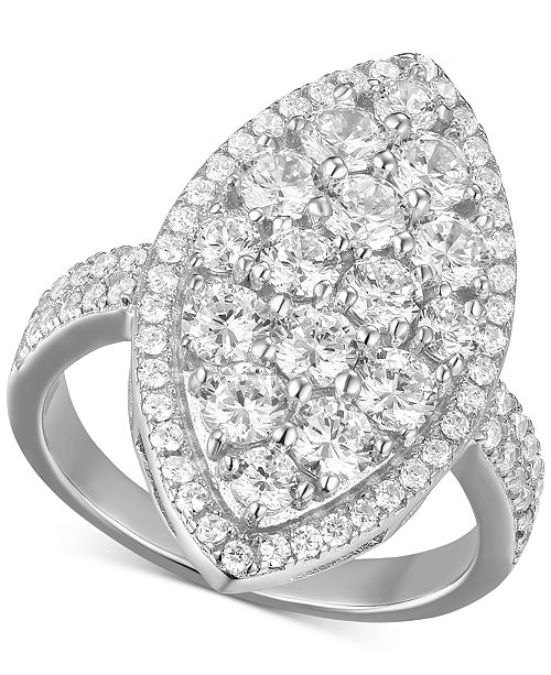 Macy's Cubic Zirconia Marquise Cluster Statement Ring in Sterling