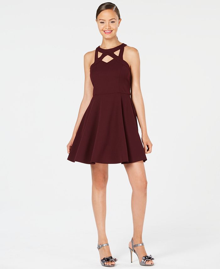 Speechless Juniors' Lace-Contrast Fit & Flare Dress - Macy's