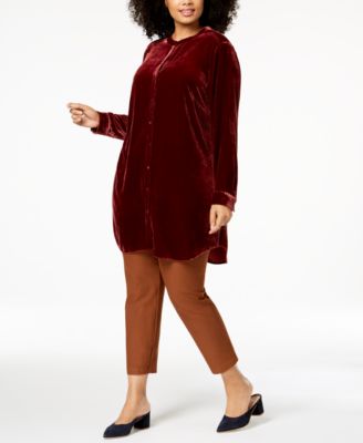 Eileen Fisher - Plus Size Mandarin-Collar Shirt