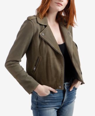 Lucky Brand Leather Moto Jacket - Macy's