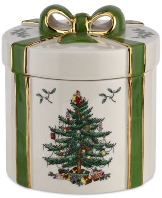 Spode - Christmas Tree Figural Gift Box - Green