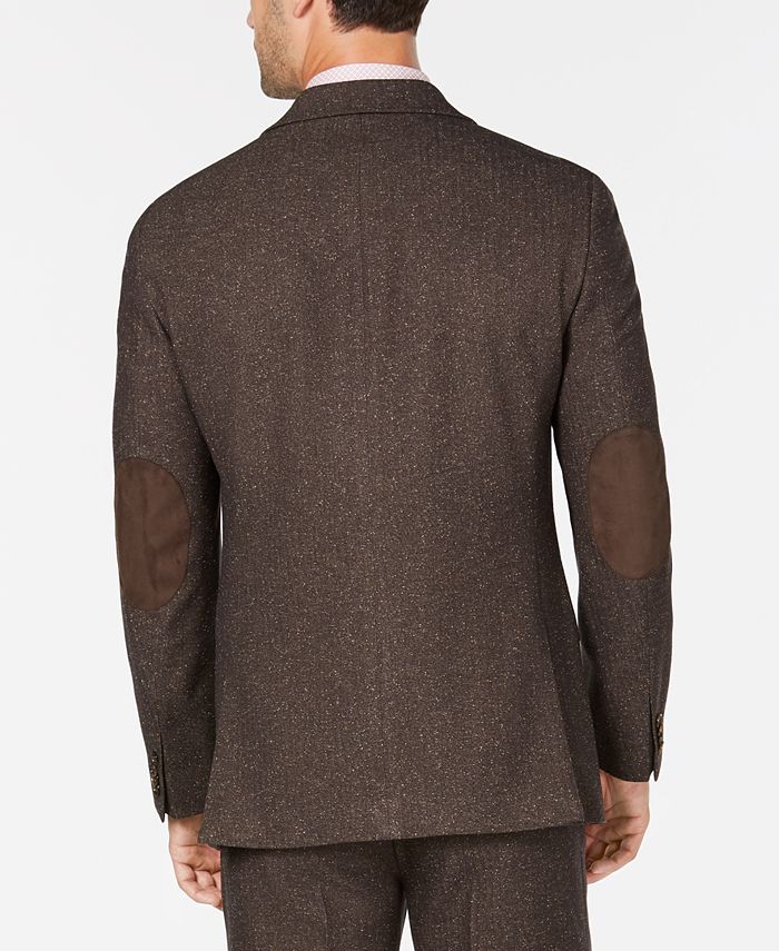 Sean John Men's SlimFit Stretch Brown Herringbone Suit Jacket Macy's
