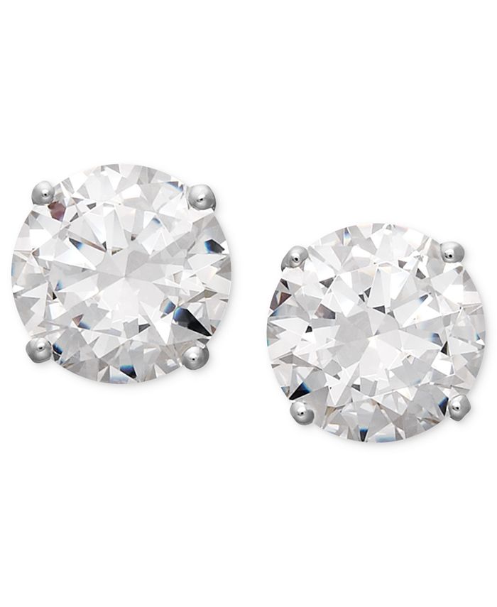 1 cttw Round Cut White Cubic Zirconia Solitaire Stud Earrings in 14k Gold Over Sterling Silver
