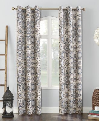 Sun Zero Nepal Global Print Blackout Curtain Collection In Stone