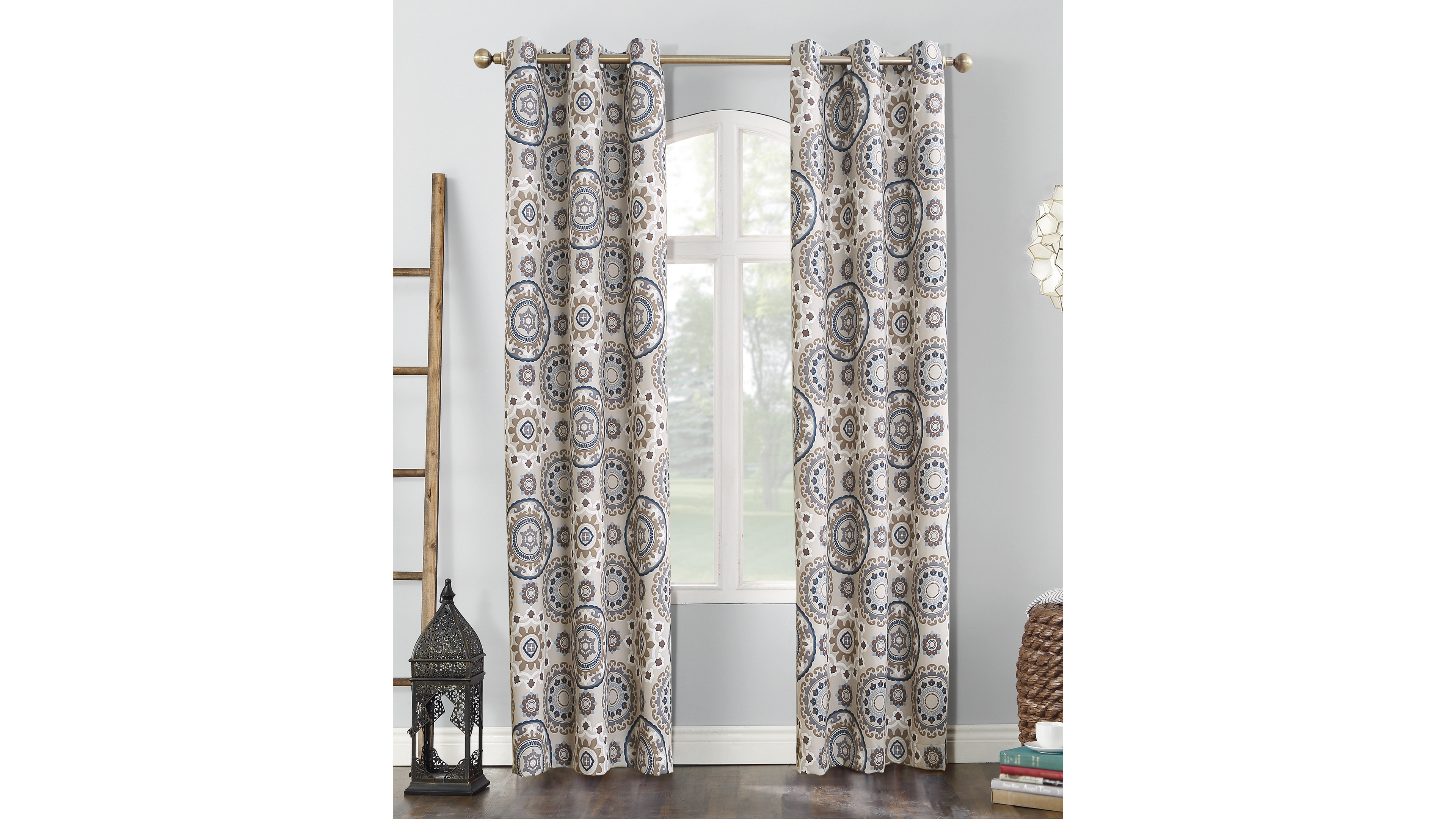 Nepal Global Medallion Print Blackout Grommet Curtain Panel