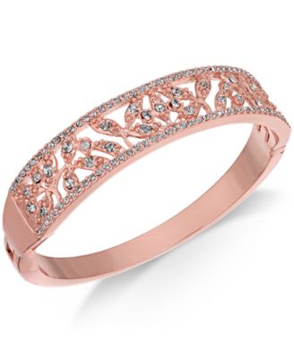 Photo 1 of Charter Club Rose Gold-Tone Crystal Filigree Bangle Bracelet, Created for Macy's