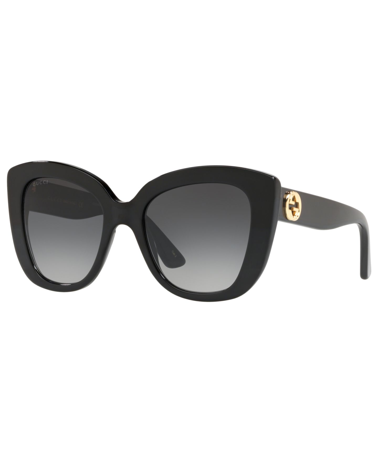 Женские солнцезащитные очки Gucci Sunglasses, GG0327S, цвет: Чёрный блестящий / Серый — фото 1