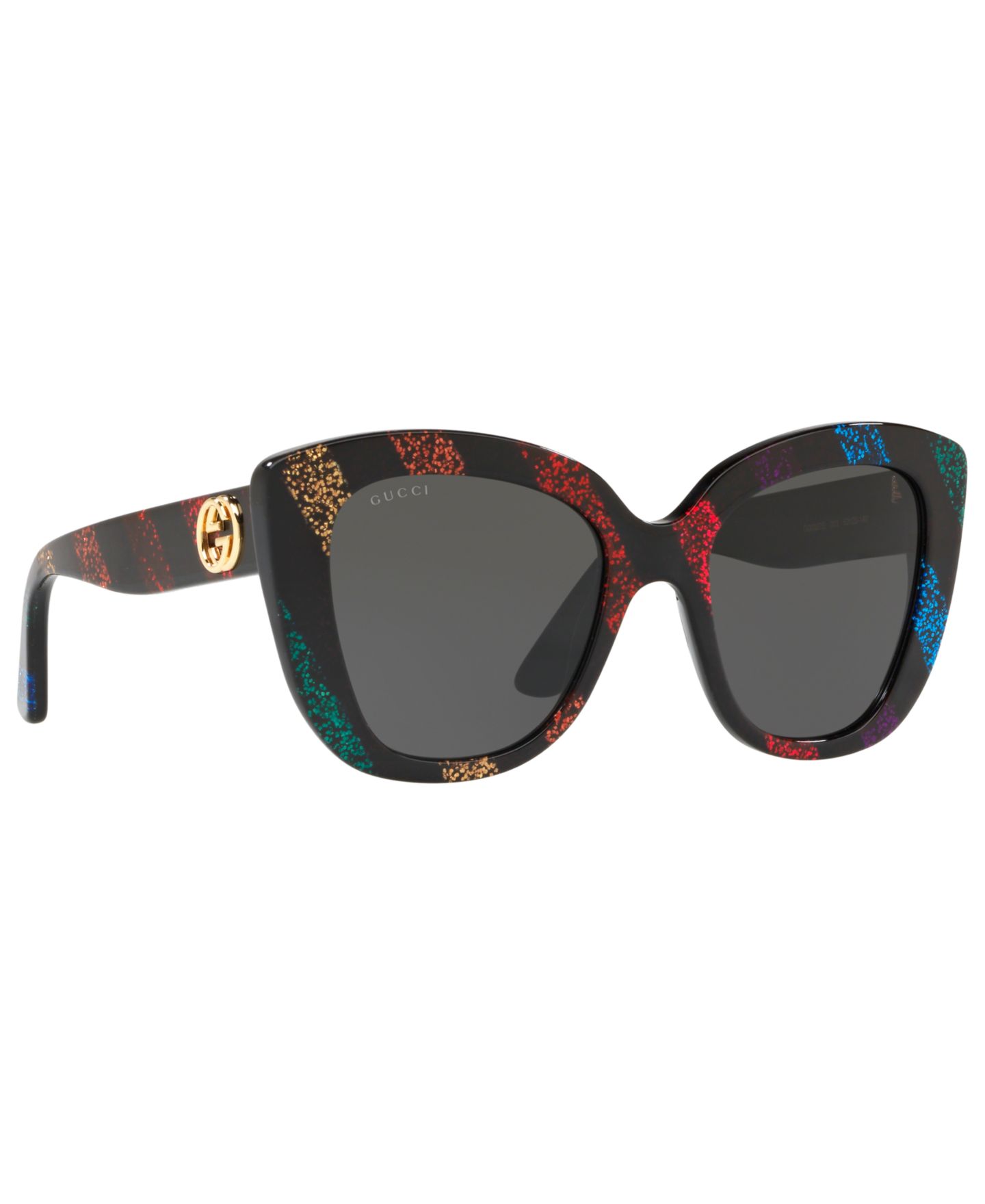 Женские солнцезащитные очки Gucci Sunglasses, GG0327S, цвет: Чёрный блестящий / Серый — фото 9