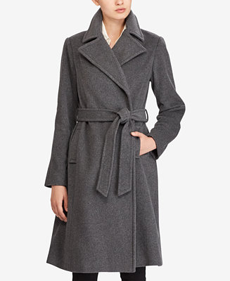 Lauren Ralph Lauren Wool-Cashmere Blend Notch Collar Wrap Coat - Macy's