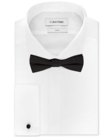 Men's Slim-Fit Solid French Cuff Dress Shirt & Pre-Tied Solid Bow Tie Set