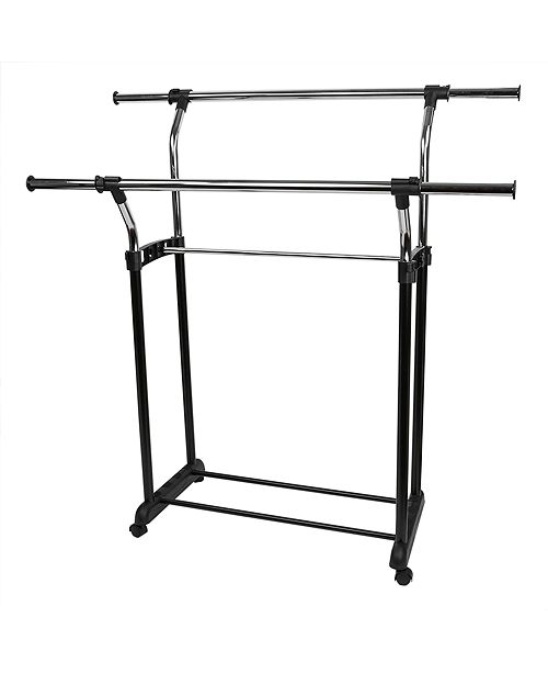 Home Basics Chrome Plated Steel Adjustable Double Rail Garment Rack