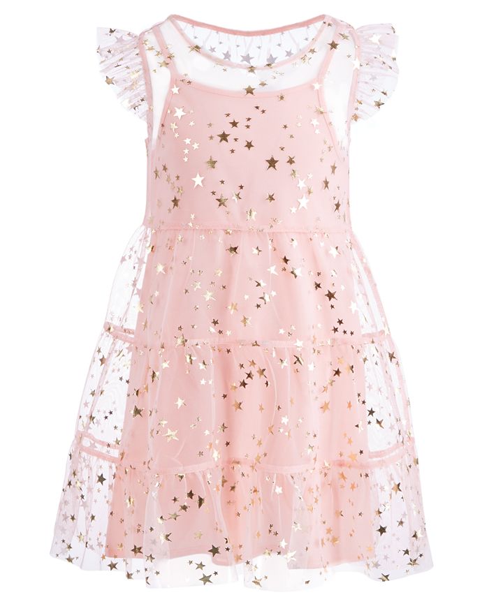 Epic Threads Little Girls Flutter-Sleeve Star-Print Dress, Created for ...